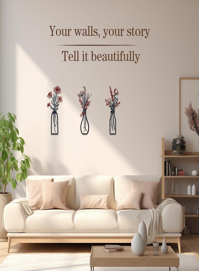 VKSG Metal Flowers Wall Arts, 3 Pieces Rustic Farmhouse Walls Decor Beige Minimalist Flower Wall Decors for Bedroom, Living Room, Kitchen, Lightweight and Gift-Worthy for Housewarming Christmas Decorations - Image 4